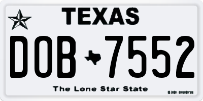 TX license plate DOB7552