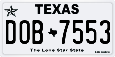 TX license plate DOB7553