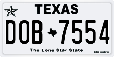 TX license plate DOB7554