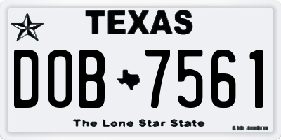 TX license plate DOB7561