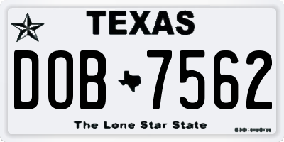 TX license plate DOB7562