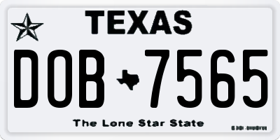TX license plate DOB7565