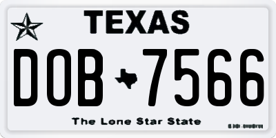 TX license plate DOB7566