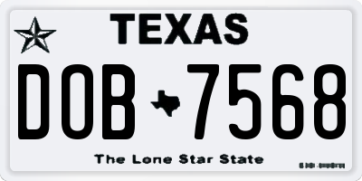 TX license plate DOB7568