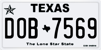 TX license plate DOB7569