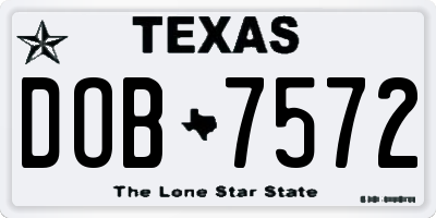 TX license plate DOB7572