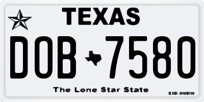 TX license plate DOB7580