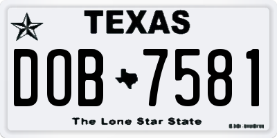 TX license plate DOB7581