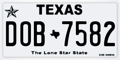 TX license plate DOB7582