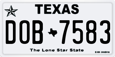 TX license plate DOB7583