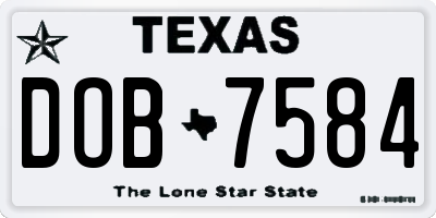 TX license plate DOB7584
