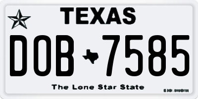 TX license plate DOB7585