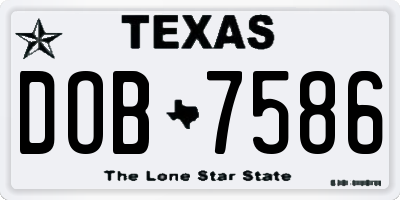 TX license plate DOB7586