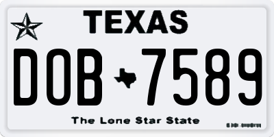 TX license plate DOB7589