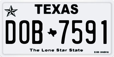 TX license plate DOB7591