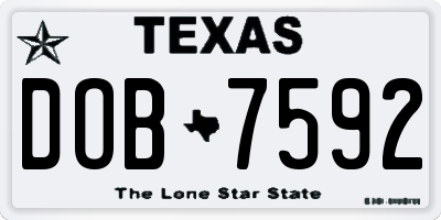 TX license plate DOB7592