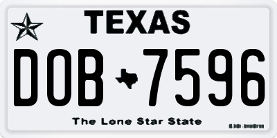 TX license plate DOB7596
