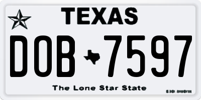 TX license plate DOB7597