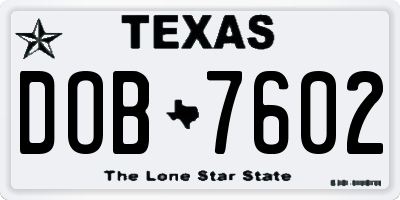 TX license plate DOB7602