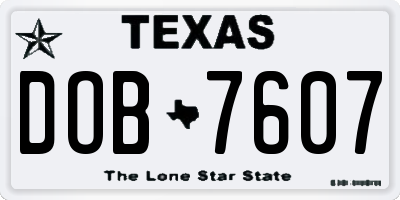 TX license plate DOB7607