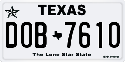 TX license plate DOB7610