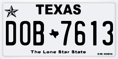 TX license plate DOB7613