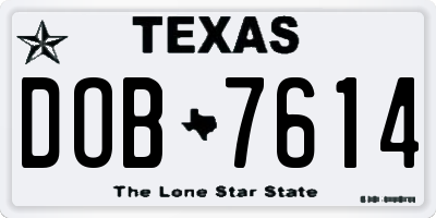 TX license plate DOB7614