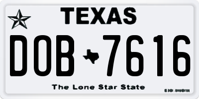 TX license plate DOB7616