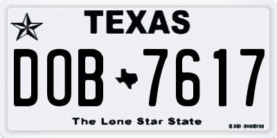 TX license plate DOB7617