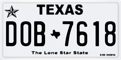 TX license plate DOB7618