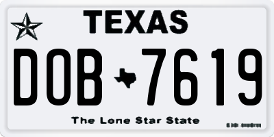 TX license plate DOB7619