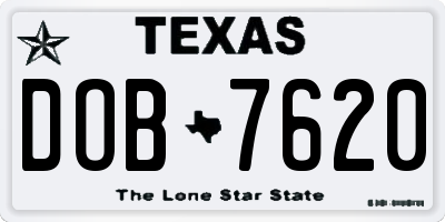 TX license plate DOB7620