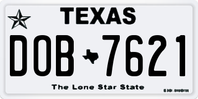 TX license plate DOB7621