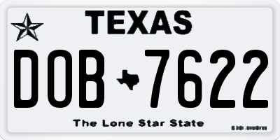 TX license plate DOB7622