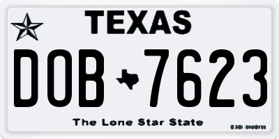 TX license plate DOB7623