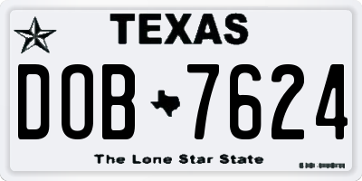 TX license plate DOB7624