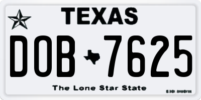 TX license plate DOB7625