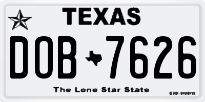 TX license plate DOB7626