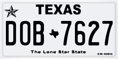 TX license plate DOB7627