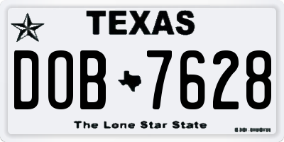 TX license plate DOB7628