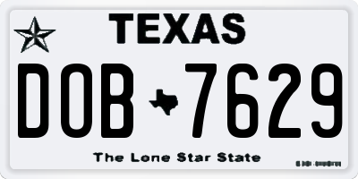 TX license plate DOB7629