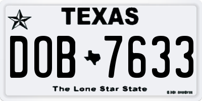TX license plate DOB7633