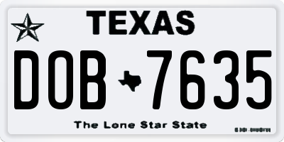 TX license plate DOB7635
