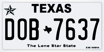 TX license plate DOB7637