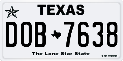 TX license plate DOB7638