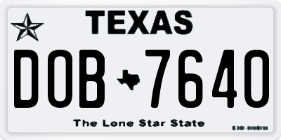 TX license plate DOB7640