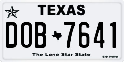 TX license plate DOB7641