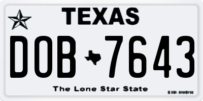TX license plate DOB7643