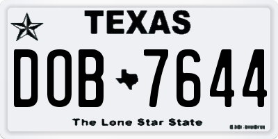 TX license plate DOB7644