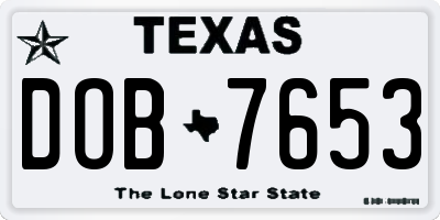 TX license plate DOB7653